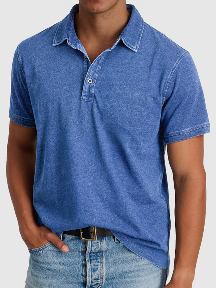 Herrens tvättade finish regular fit kortärmad polo skjorta
