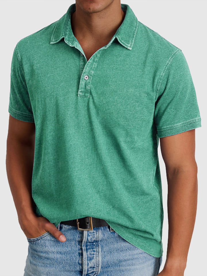 Herrens tvättade finish regular fit kortärmad polo skjorta