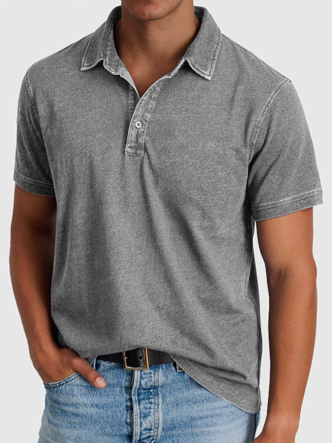 Herrens tvättade finish regular fit kortärmad polo skjorta