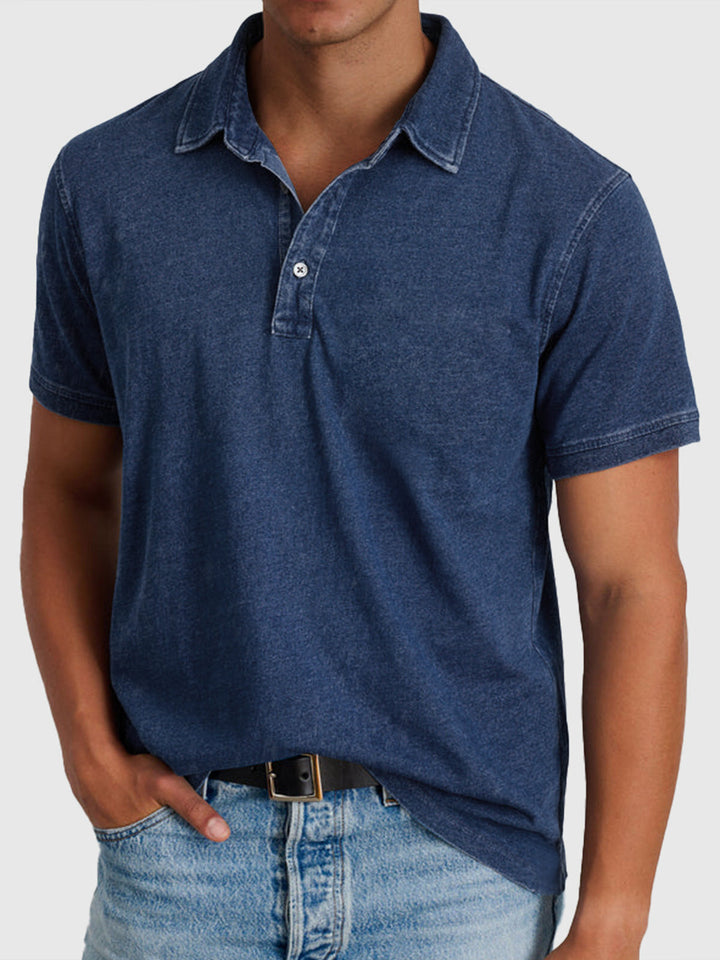 Herrens tvättade finish regular fit kortärmad polo skjorta