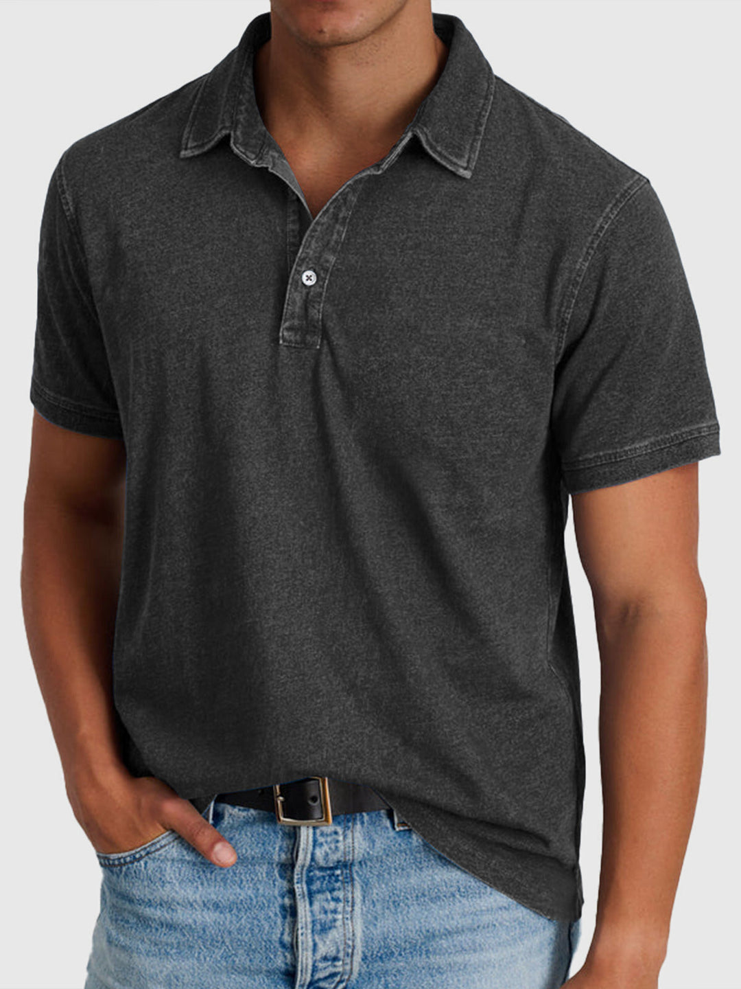 Herrens tvättade finish regular fit kortärmad polo skjorta