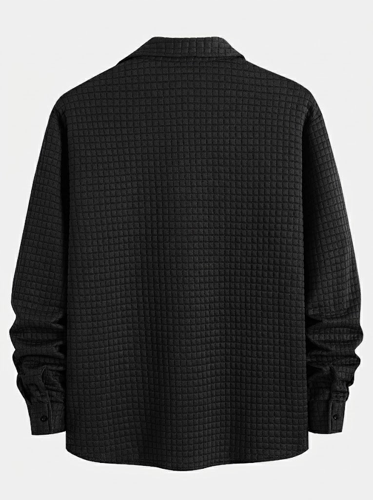 Herr Waffle Skjorta och Jogger Set – Strukturerad Avslappnad Lageroutfit