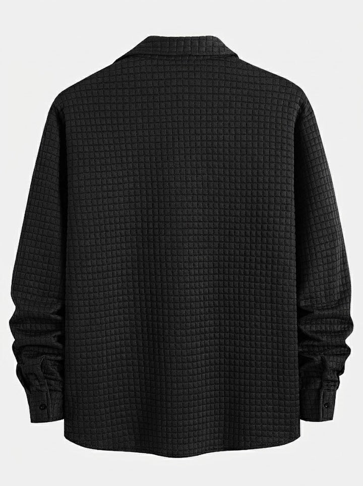 Herr Waffle Skjorta och Jogger Set – Strukturerad Avslappnad Lageroutfit