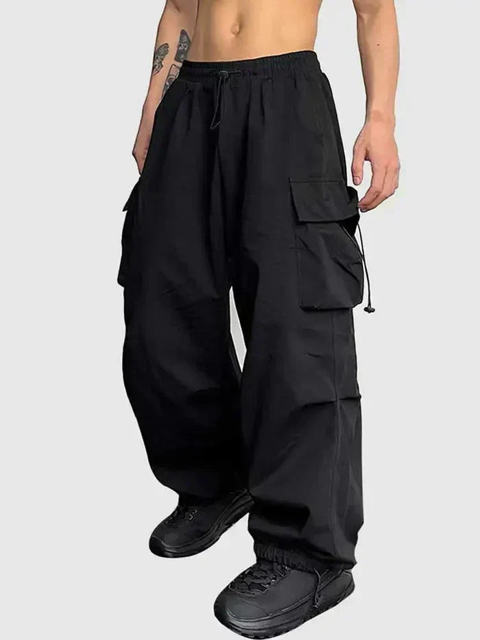 Herrens Vida Cargo Byxor – Baggy Streetwear Byxor med Elastisk Midja och Fickor