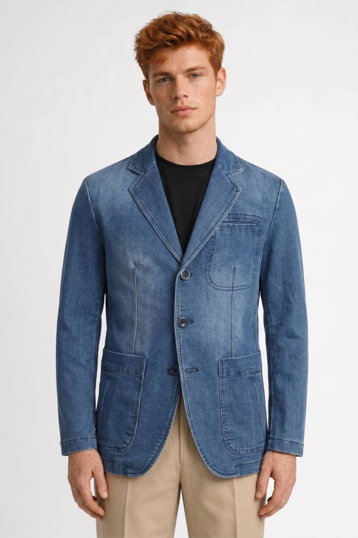 Herrblazer med fickor och knappstängning