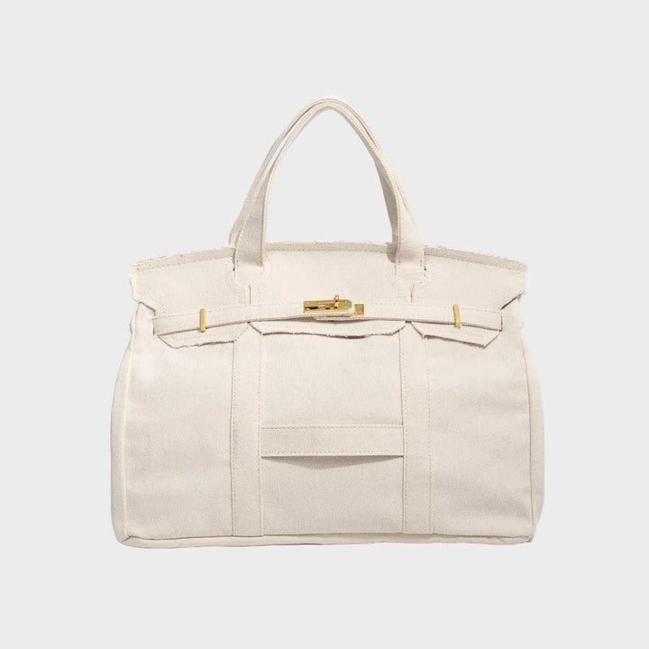 Kvinnors Strukturerade Canvas Tote-väska – Rymlig Handväska för Arbete och Helgbruk