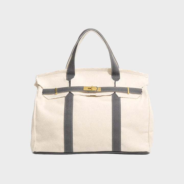 Kvinnors Strukturerade Canvas Tote-väska – Rymlig Handväska för Arbete och Helgbruk