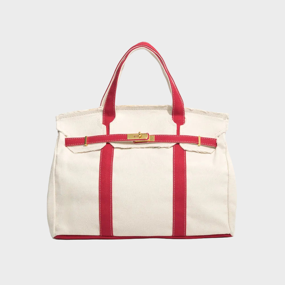 Kvinnors Strukturerade Canvas Tote-väska – Rymlig Handväska för Arbete och Helgbruk