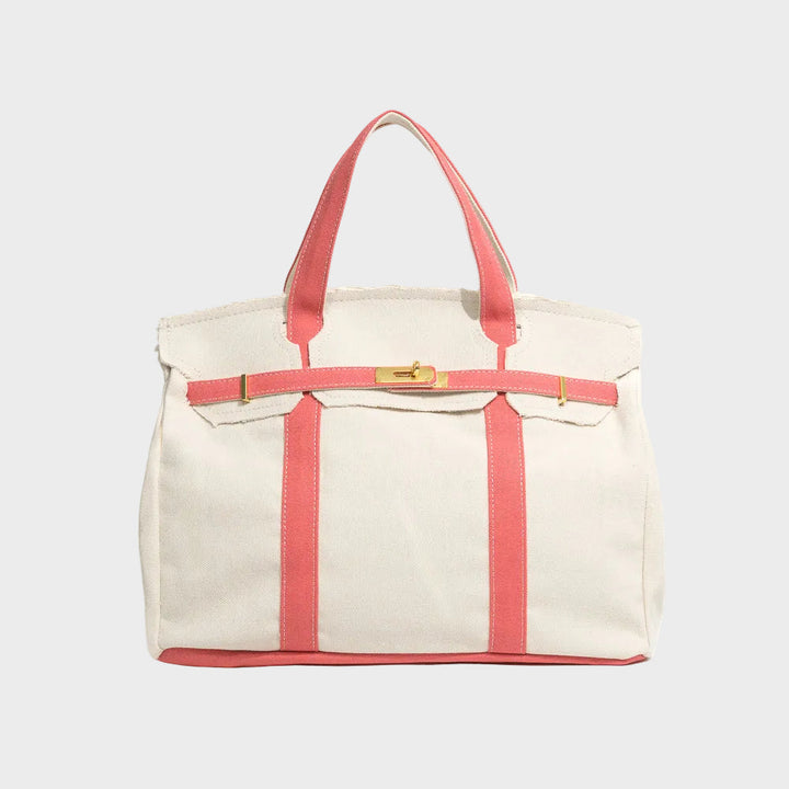 Kvinnors Strukturerade Canvas Tote-väska – Rymlig Handväska för Arbete och Helgbruk