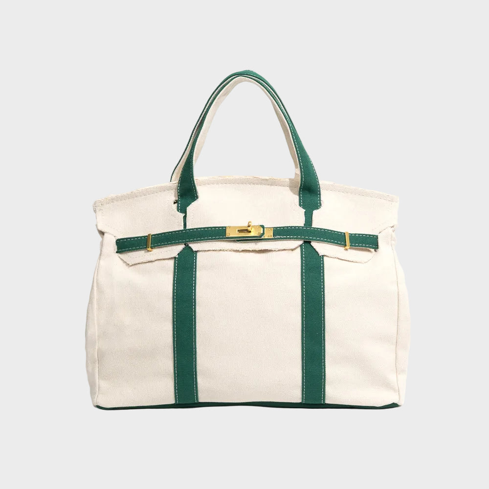 Kvinnors Strukturerade Canvas Tote-väska – Rymlig Handväska för Arbete och Helgbruk