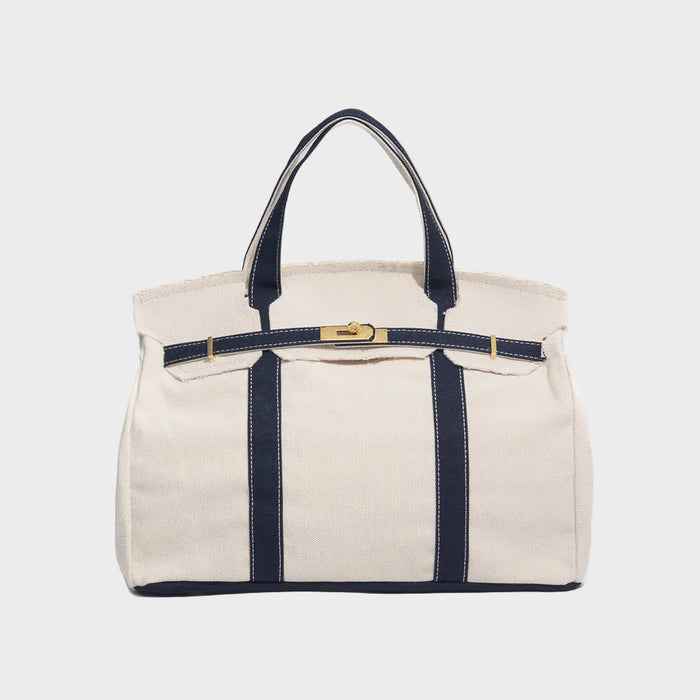 Kvinnors Strukturerade Canvas Tote-väska – Rymlig Handväska för Arbete och Helgbruk
