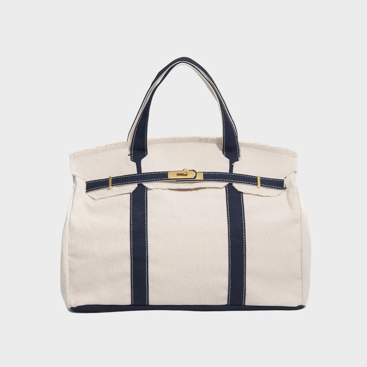 Kvinnors Strukturerade Canvas Tote-väska – Rymlig Handväska för Arbete och Helgbruk