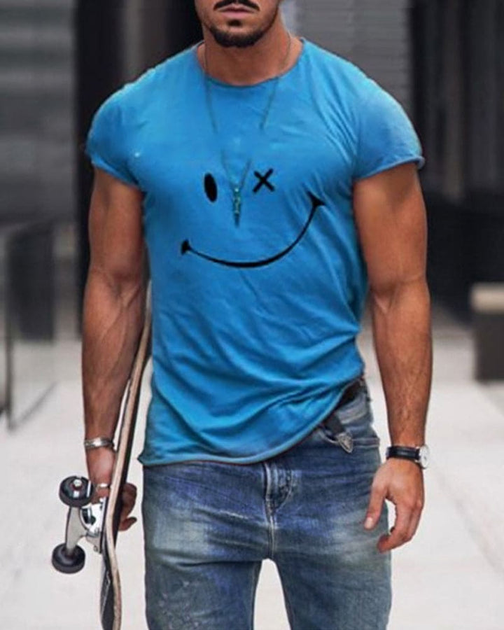Herrarnas bomull T-shirt kort ärm rund hals avslappnad bekväm vardagsbas sommarplagg