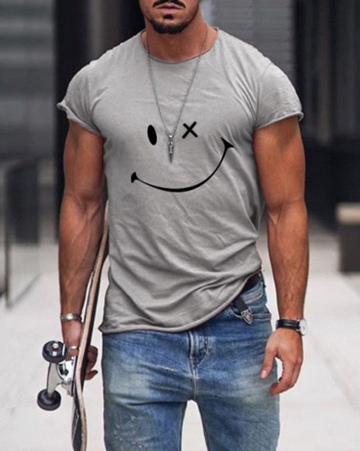 Herrarnas bomull T-shirt kort ärm rund hals avslappnad bekväm vardagsbas sommarplagg