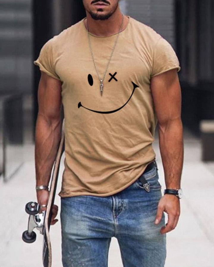 Herrarnas bomull T-shirt kort ärm rund hals avslappnad bekväm vardagsbas sommarplagg