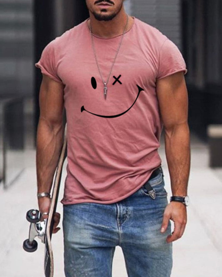 Herrarnas bomull T-shirt kort ärm rund hals avslappnad bekväm vardagsbas sommarplagg
