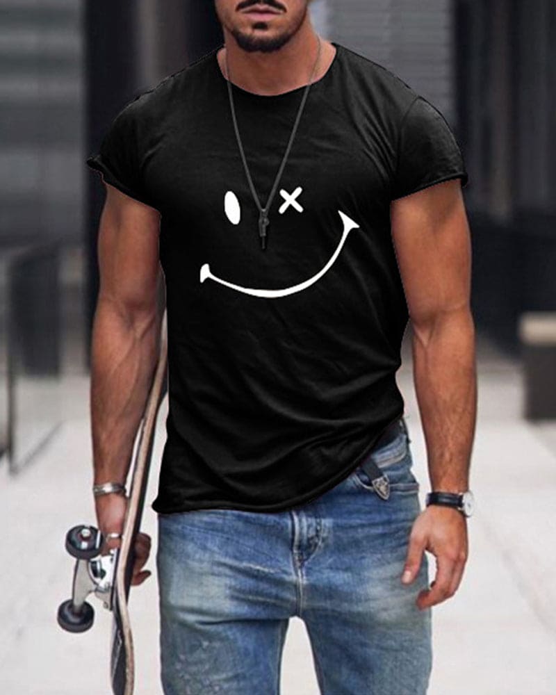 Herrarnas bomull T-shirt kort ärm rund hals avslappnad bekväm vardagsbas sommarplagg