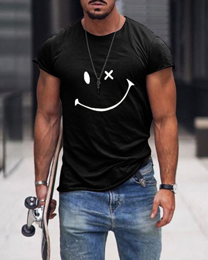 Herrarnas bomull T-shirt kort ärm rund hals avslappnad bekväm vardagsbas sommarplagg