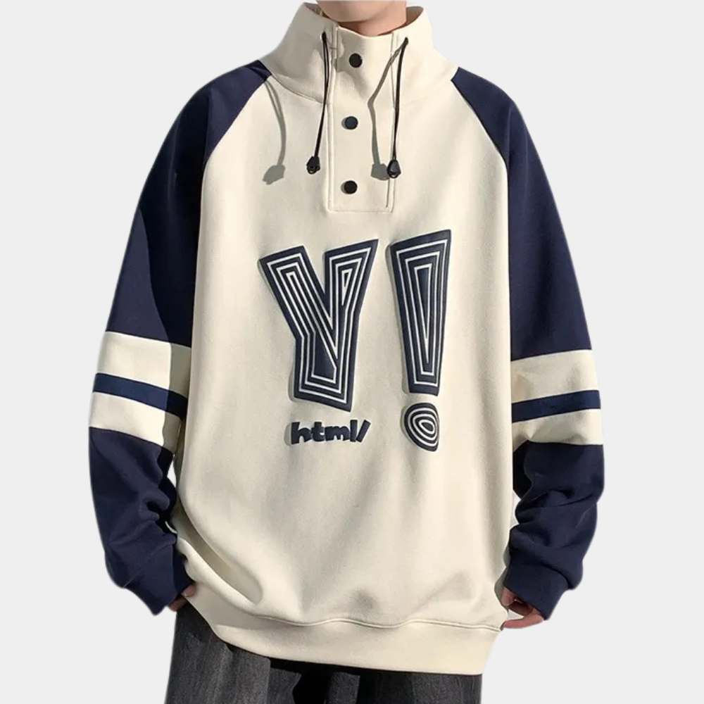 Herrar Tryckt Ståkrage Pullover Sweatshirt