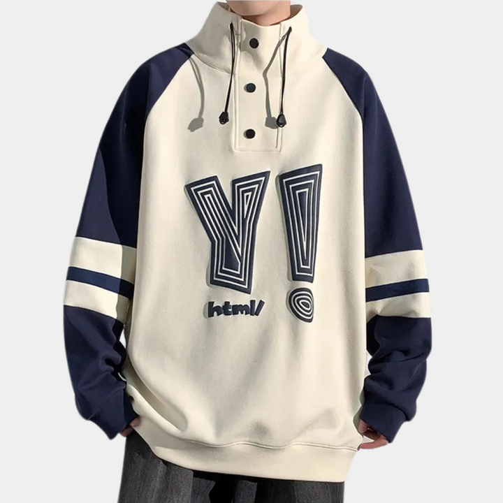 Herrar Tryckt Ståkrage Pullover Sweatshirt
