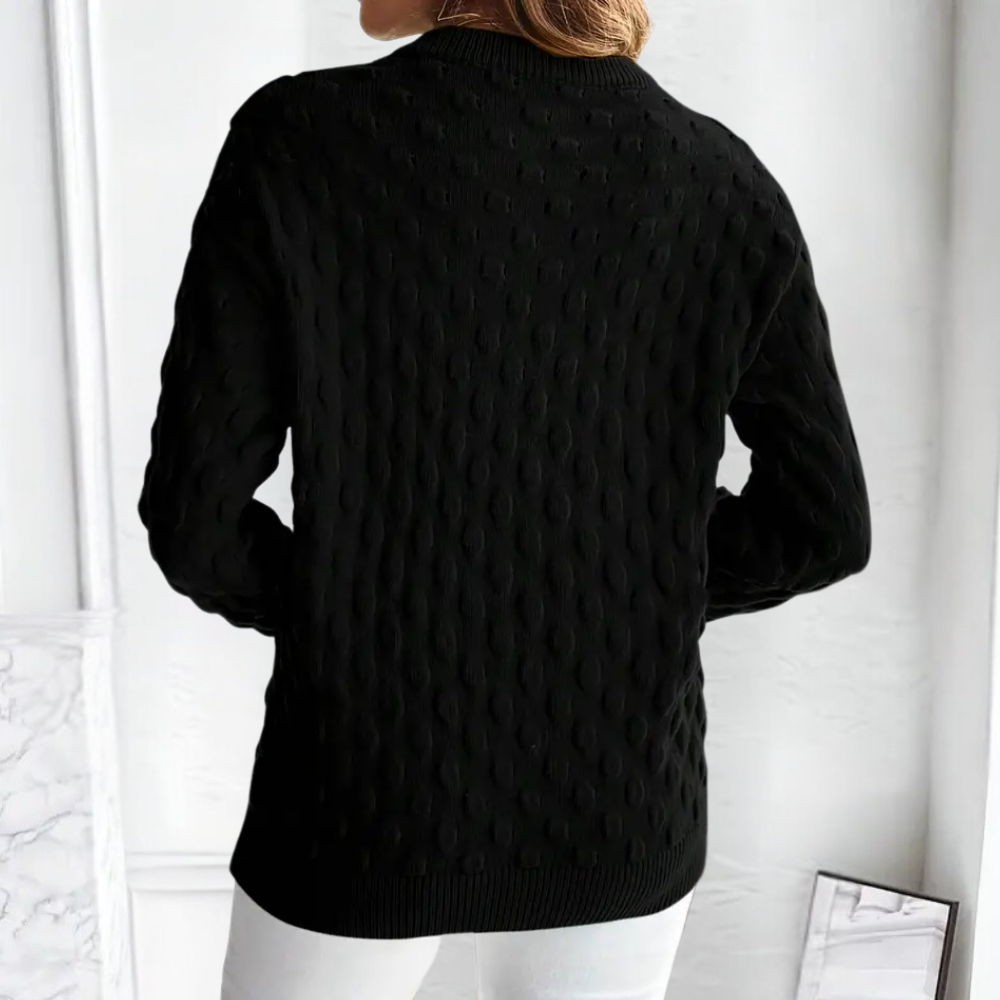 Kvinnors Kabelstickad Cashmere Tröja med Rund Halsringning
