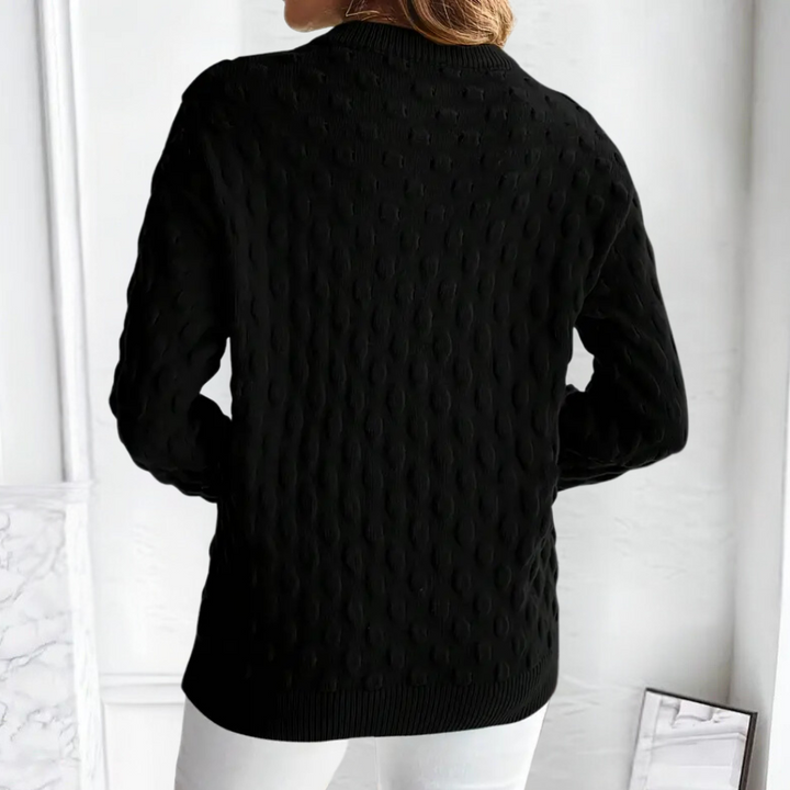Kvinnors Kabelstickad Cashmere Tröja med Rund Halsringning