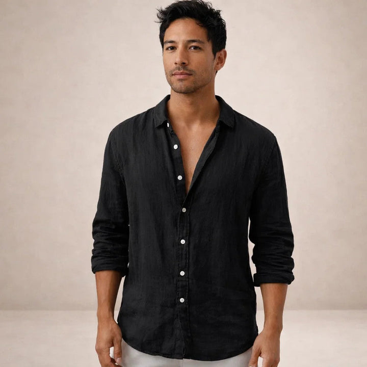 Herrars Regular Fit Linne Knapp-Down Casual Skjorta