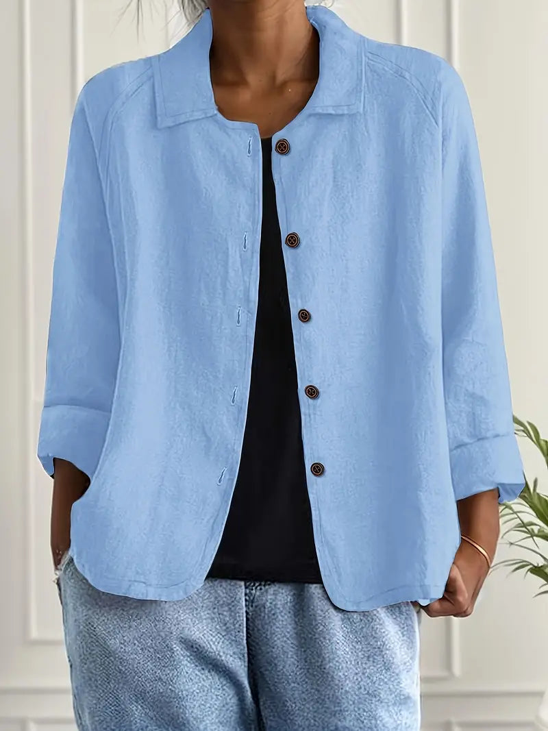 Kvinnors Lätta Knapp-Front Tröja Cardigan Casual Lager