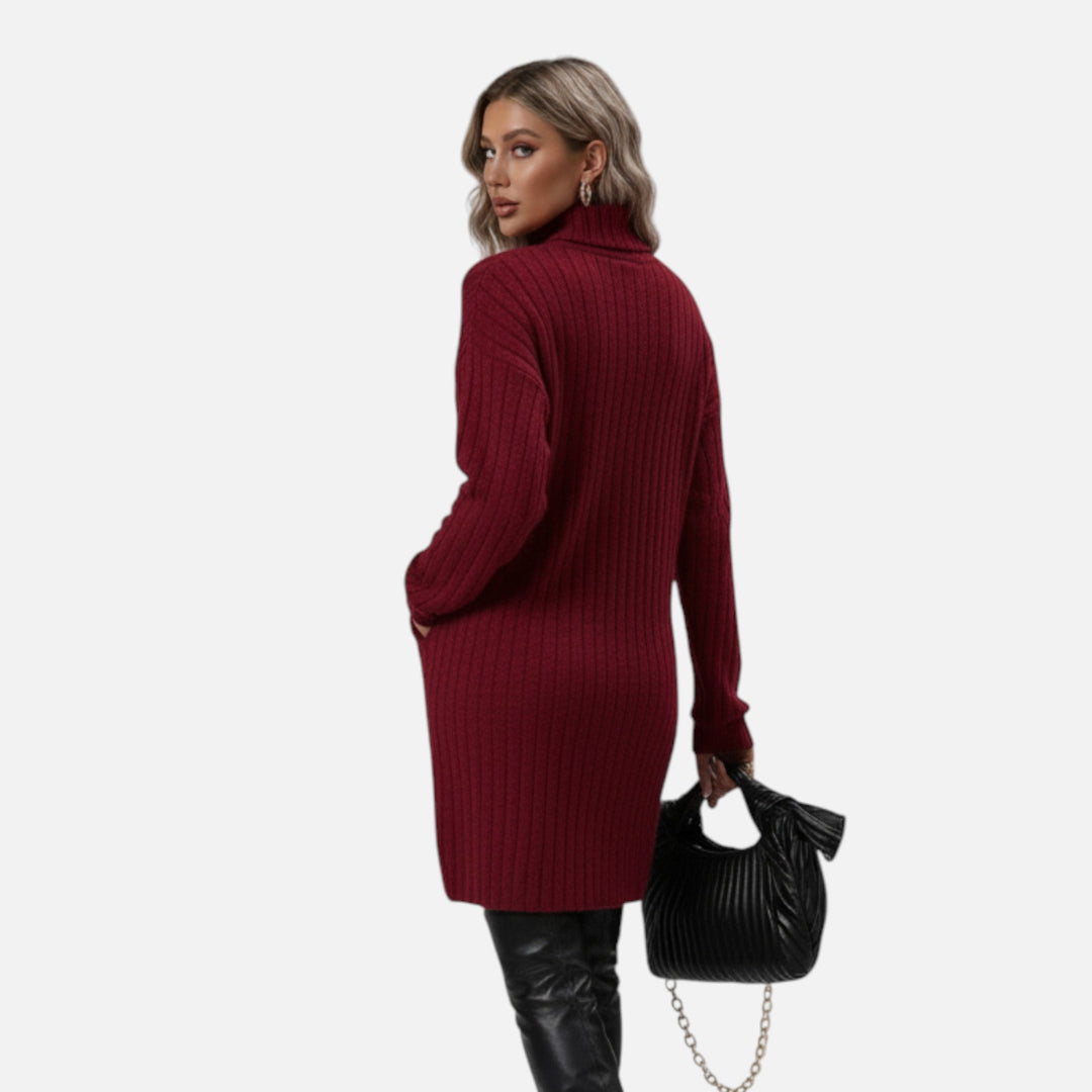 Valmonti | Dam Turtleneck Texturerad Stickad Klänning