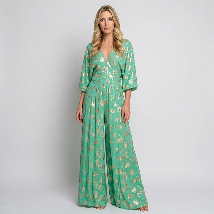 Kvinnors Guld Botanisk Ombre Maxi Kaftan Kvällsklänning