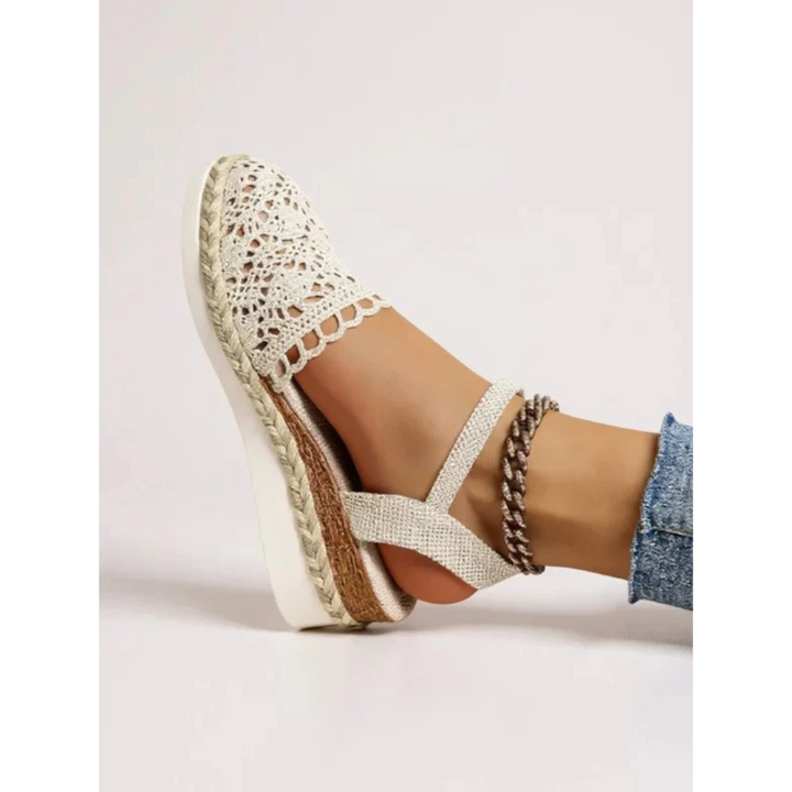 Kvinnors Boho Wedge Sandaler – Ankelrem Sommarskor för Semester och Vardag