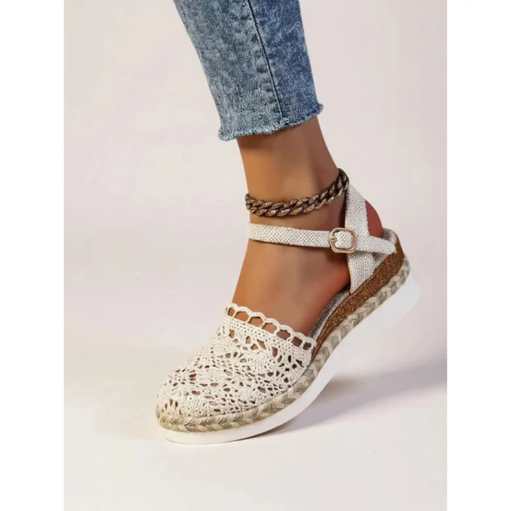 Kvinnors Boho Wedge Sandaler – Ankelrem Sommarskor för Semester och Vardag