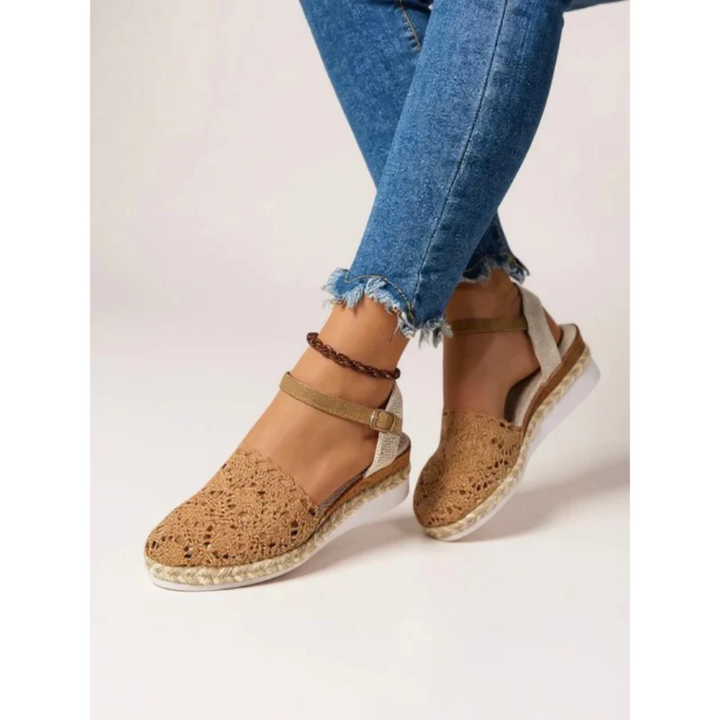 Kvinnors Boho Wedge Sandaler – Ankelrem Sommarskor för Semester och Vardag