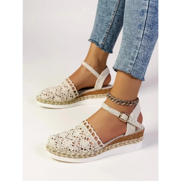 Kvinnors Boho Wedge Sandaler – Ankelrem Sommarskor för Semester och Vardag