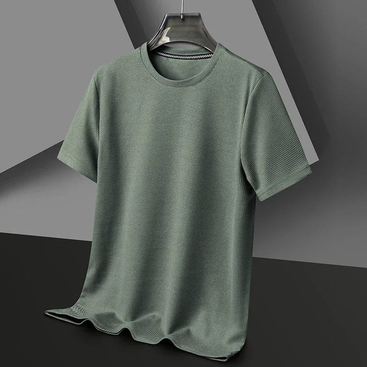 Herrars Texturerad Crew Neck Kortärmad Casual T-shirt