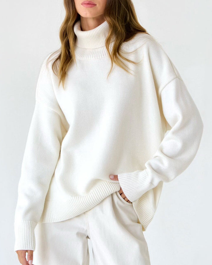 Kvinnors Oversized Turtleneck Tröja – Avslappnad Vinterstickad för Dagligt Lager