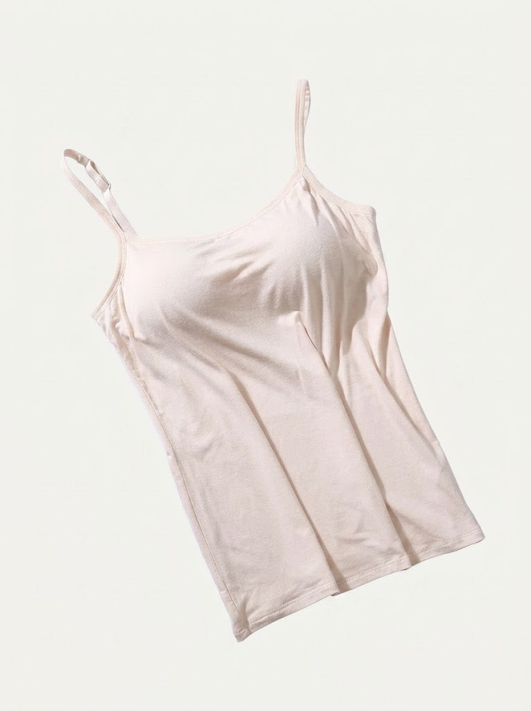 Kvinnors inbyggda bh-camisole – Stödjande spaghetti-axelband för vardagsbruk