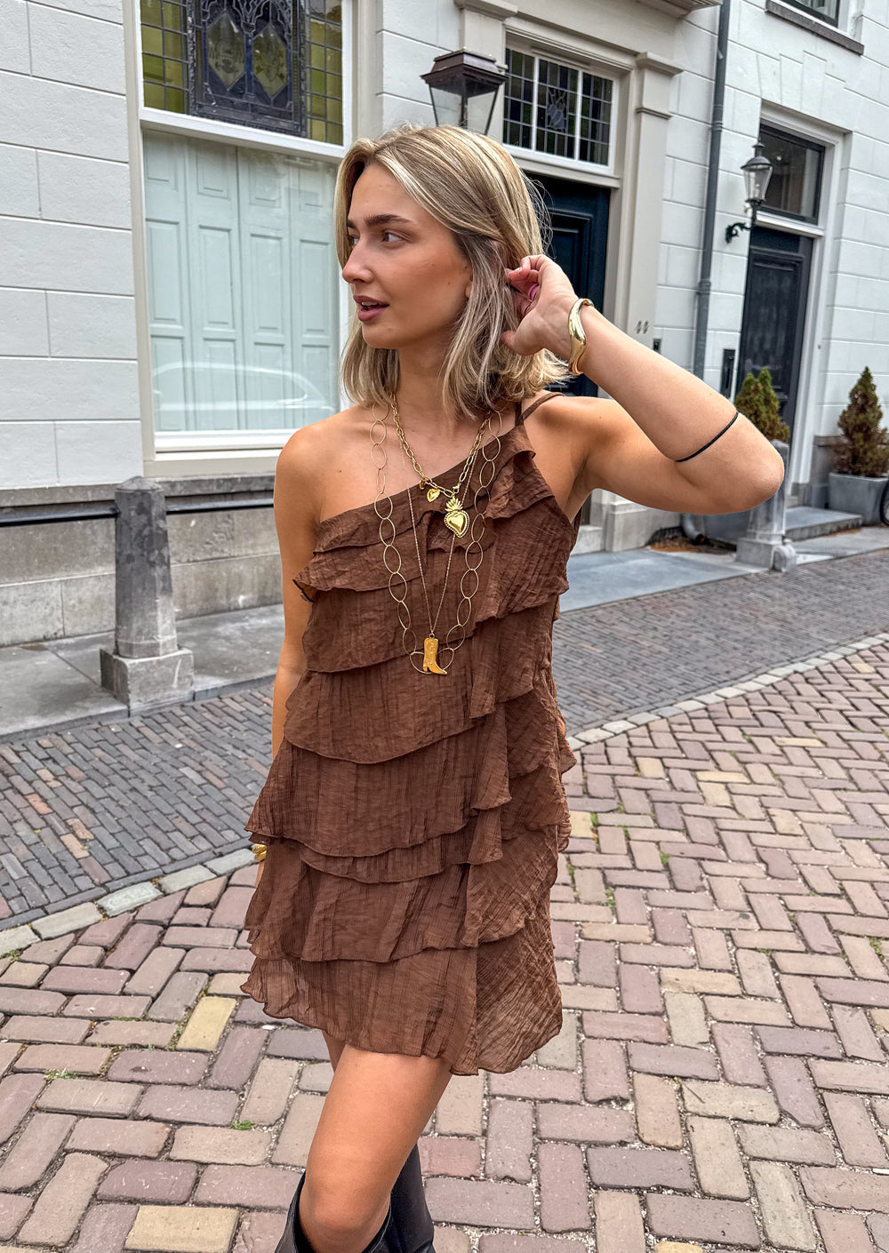 Kvinnors Lagerpåse Mini Klänning Asymmetrisk Rem Sommar Stil
