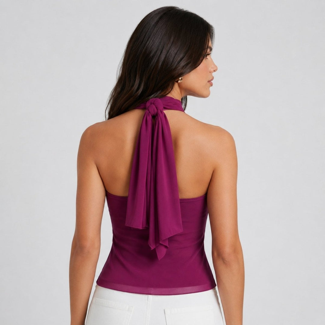 Kvinnors Volang Chiffon Halterneck Kvällstop