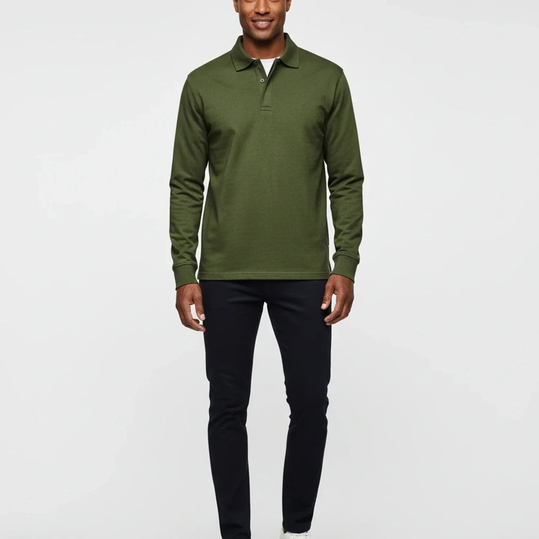 Herrars långärmad polo - Smart casual topp för vardag och kontorsbruk
