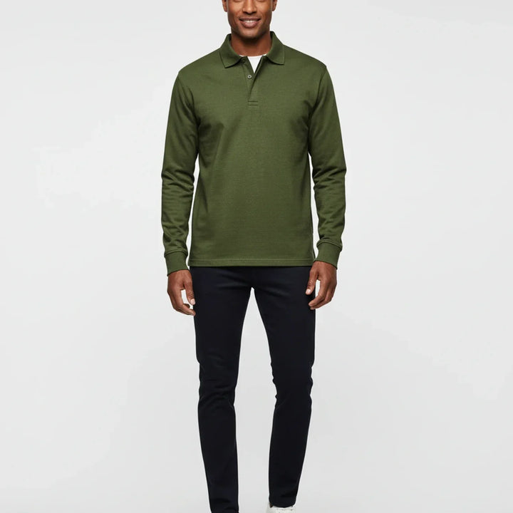 Herrars långärmad polo - Smart casual topp för vardag och kontorsbruk