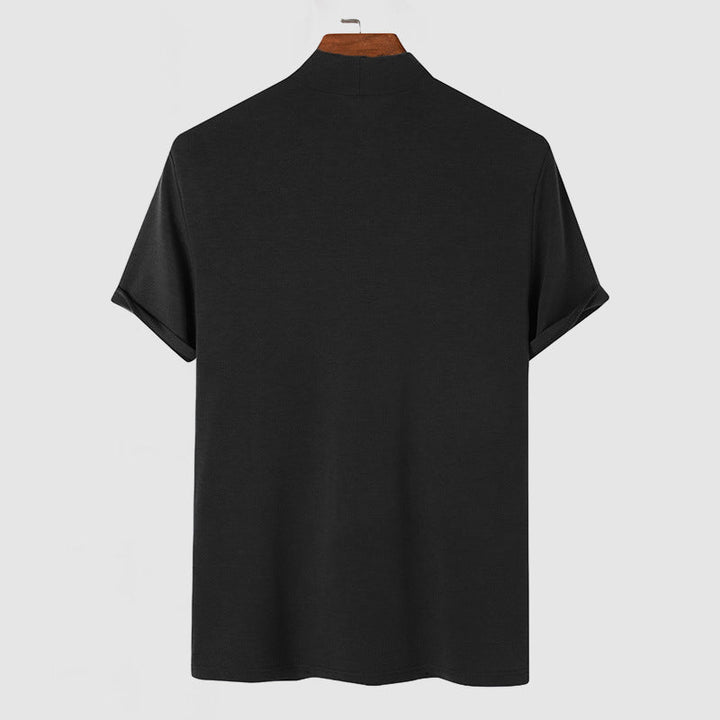 Mäns lyxig stretch bomull T-shirt - Bekväm vardaglig casual T-shirt för alla säsonger i svart, vitt och grått