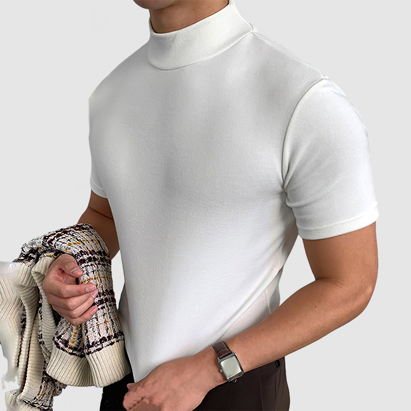 Mäns lyxig stretch bomull T-shirt - Bekväm vardaglig casual T-shirt för alla säsonger i svart, vitt och grått