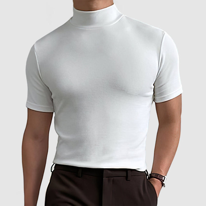 Mäns lyxig stretch bomull T-shirt - Bekväm vardaglig casual T-shirt för alla säsonger i svart, vitt och grått