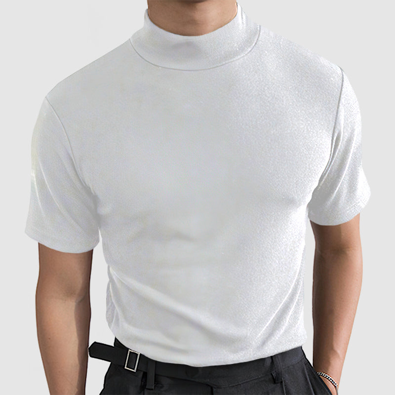 Mäns lyxig stretch bomull T-shirt - Bekväm vardaglig casual T-shirt för alla säsonger i svart, vitt och grått
