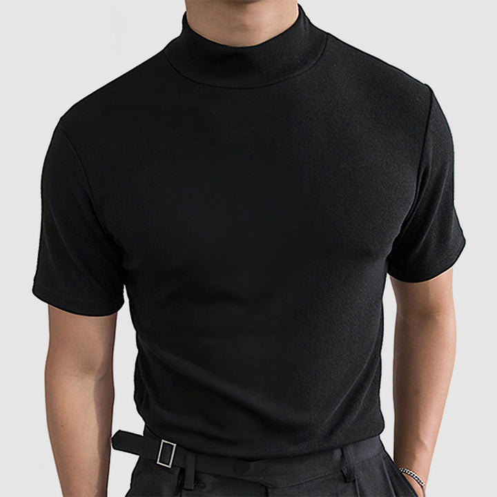 Mäns lyxig stretch bomull T-shirt - Bekväm vardaglig casual T-shirt för alla säsonger i svart, vitt och grått