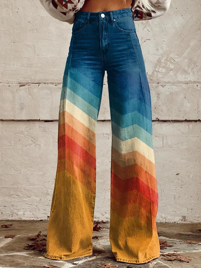 Kvinnors Vida Jeans med Tryckt Gradientdesign