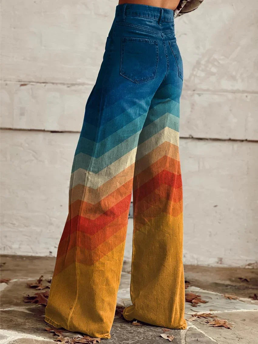 Kvinnors Vida Jeans med Tryckt Gradientdesign