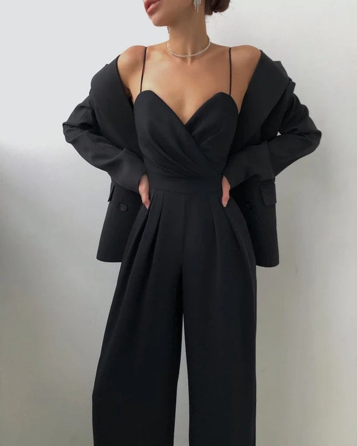 Kvinnors Vidbenad Jumpsuit – Inslagen Framsida för Bröllop och Evenemang