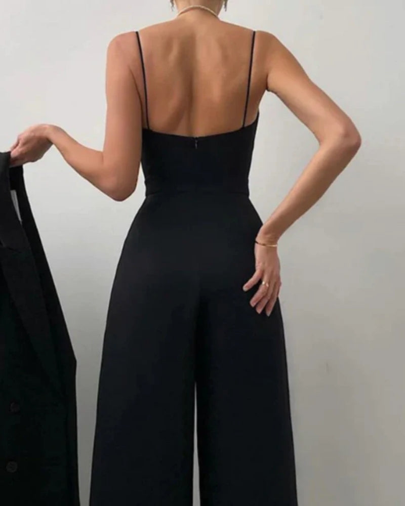 Kvinnors Vidbenad Jumpsuit – Inslagen Framsida för Bröllop och Evenemang